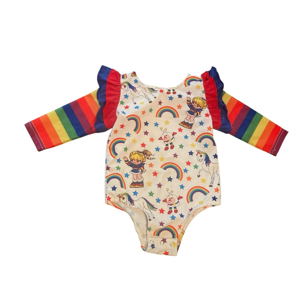 Floral Pig Rainbow Brite Onesie